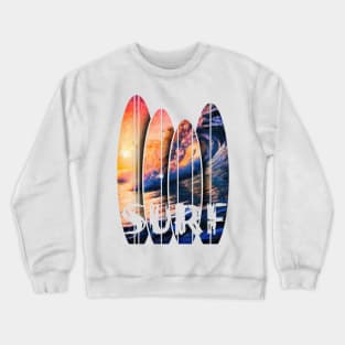 Sunset, Big Waves and Surf Crewneck Sweatshirt